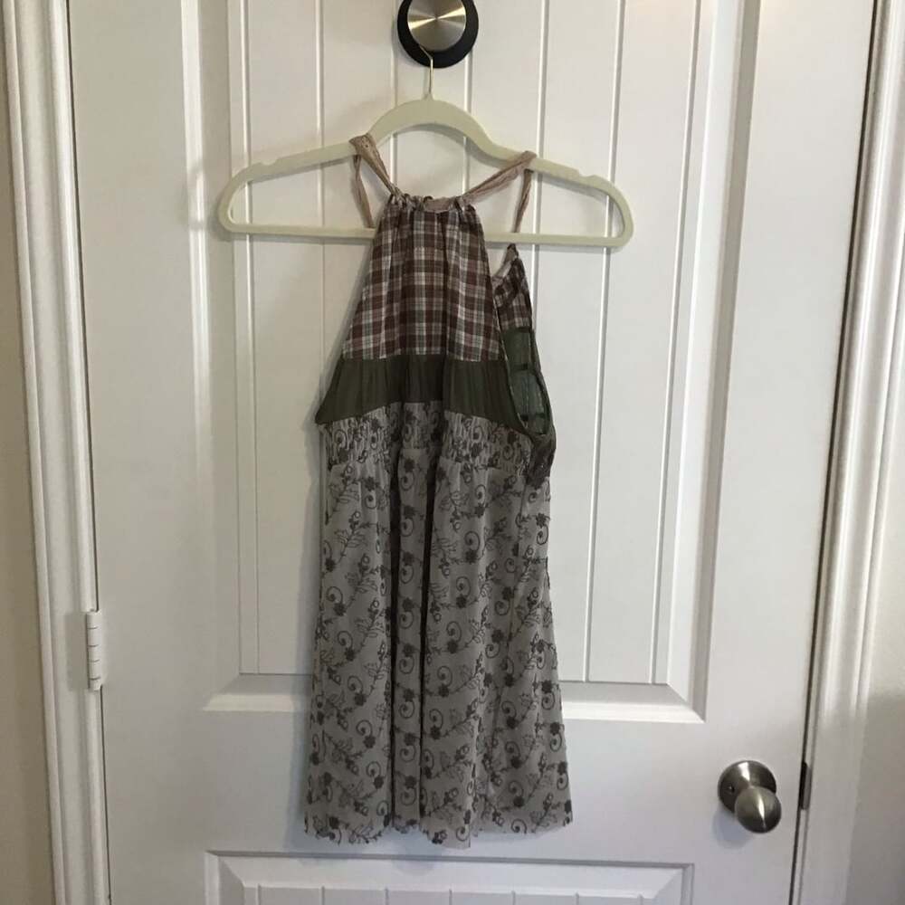 Free People Bohemian Patchwork Plaid Halter Tank Tunic Top XS - Picture 7 of 11